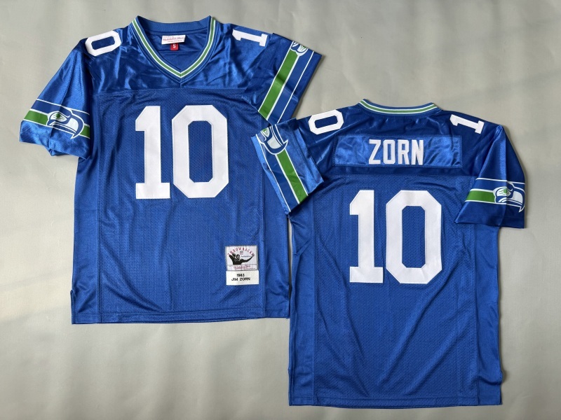 Men 2025 Seattle Seahawks #10 Zorn blue Throwback Limited NFL Jersey style 001